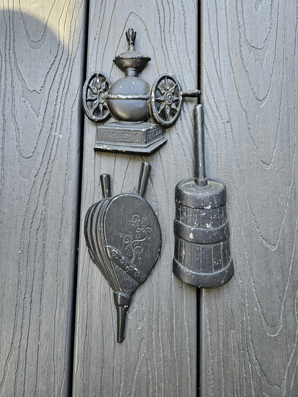 Vintage Sexton USA Cast Aluminum Wall Plaques - Set of 3 Black (Distressed)